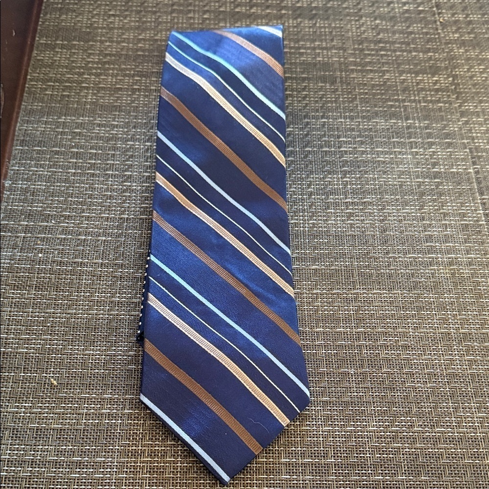 Tommy Hilfiger Blue and Brown Men's Tie